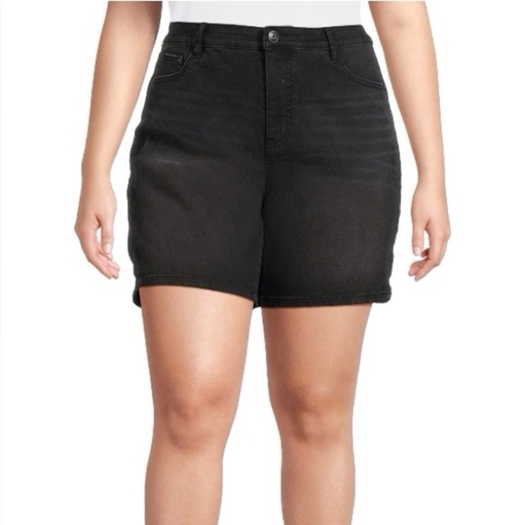 Terra & Sky Pants - Terra & Sky Womens Plus Size Black Wash 7” Denim Shorts Size 4X